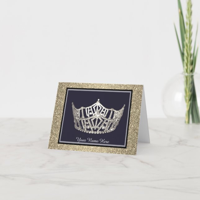 Anpassningsbar för den Fröcken Amerika stilkronan Tack Kort (Framsida)