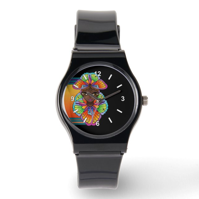 Anpassningsbar för den vackra Butterfly Girl-cut V Armbandsur (Framsida)