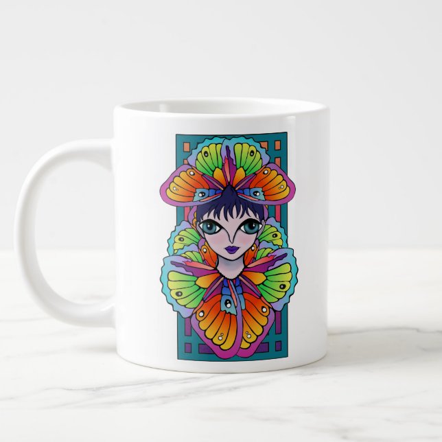 Anpassningsbar för den vackra Butterfly Girl-cut V Jumbo Mugg (Vänster)