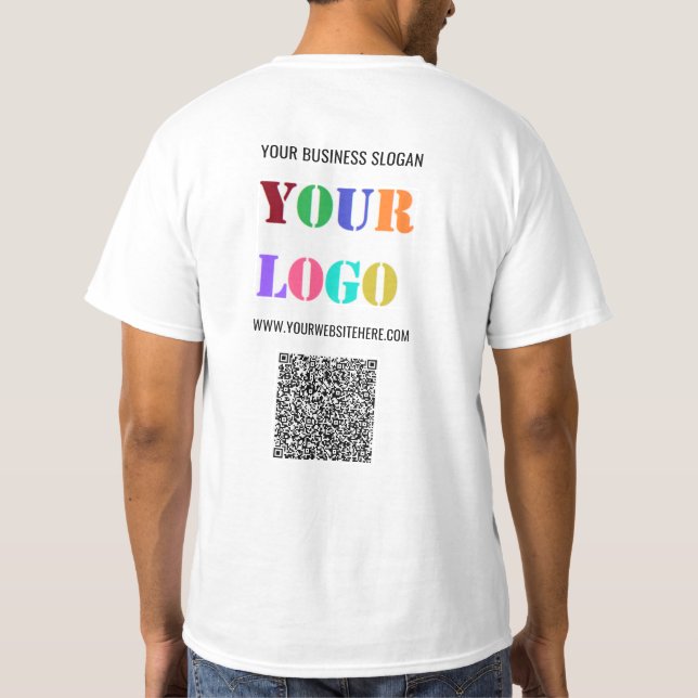 Anpassningsbar för din Logotyp och QR-kod T-Shirt (Baksida)
