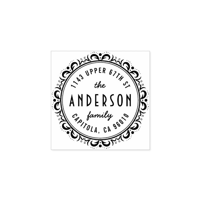 Anpassningsbar för elegant Art Deco Ram Returadres Stämpel (Tryck)