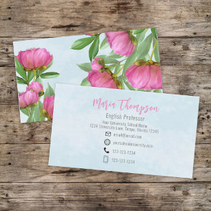 Anpassningsbar för Elegant av rosa Blommigt Profes Visitkort