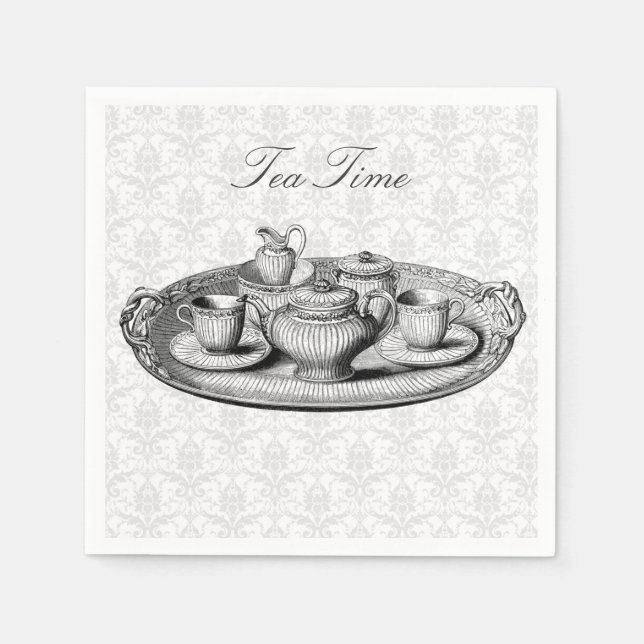 Anpassningsbar för Elegant av Tekannan Tea Party Pappersservett (Framsidan)