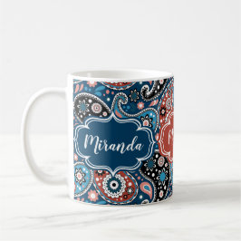 Anpassningsbar för elegant Blue och Red Paisley Sk Kaffemugg