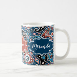 Anpassningsbar för elegant Blue och Red Paisley Sk Kaffemugg