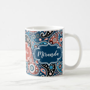 Anpassningsbar för elegant Blue och Red Paisley Sk Kaffemugg