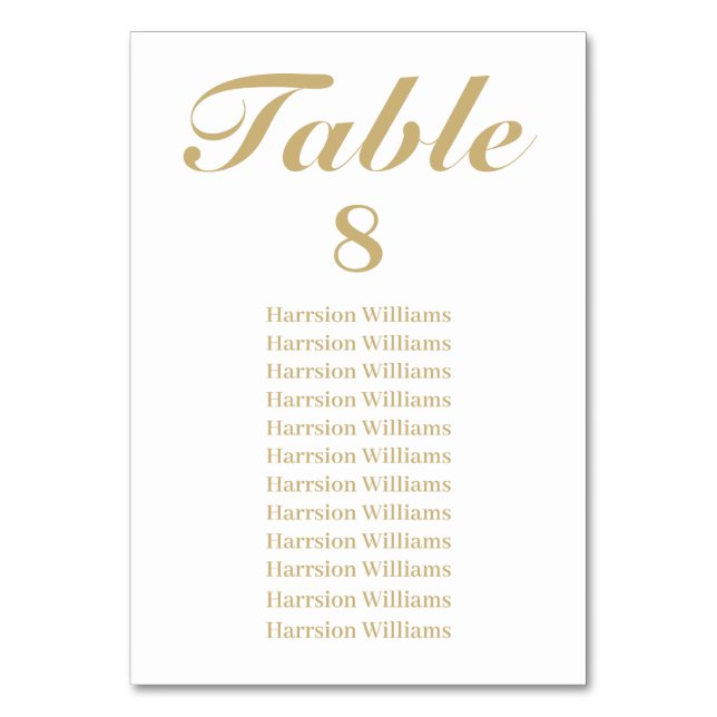 anpassningsbar för elegant  Bröllop Bordsnummer (Framsidan)