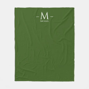 Anpassningsbar för elegant Forest Grönt Monogram-m Fleecefilt
