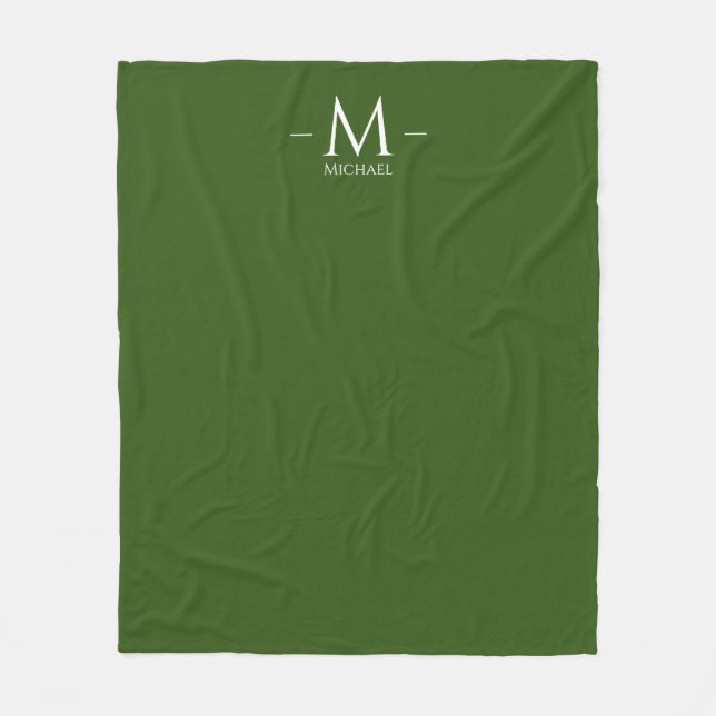 Anpassningsbar för elegant Forest Grönt Monogram-m Fleecefilt (Framsidan)