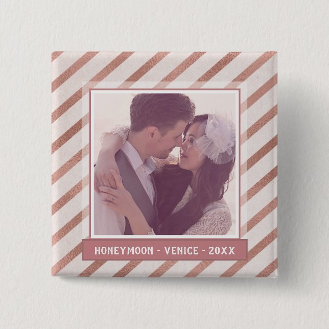 Anpassningsbar för Elegant i Ro Guld-randade  Knapp (Framsida)