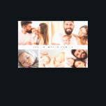 Anpassningsbar för enkel modern familjesamling för canvastryck<br><div class="desc">Skapa en visning av familjeminnen med den här enkla, moderna Anpassningsbarna Photo Collage-arbetsytan. Med en elegant, modern design som visar dina favoritfoton i familjen, lägger den här arbetsytan till en personlig beröring i alla rum. Med samlingslayouten kan du markera omhuldade stunder i många och inkludera ditt familjs efternamn, skapar det...</div>