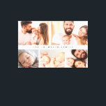 Anpassningsbar för enkel modern familjesamling för canvastryck<br><div class="desc">Skapa en visning av familjeminnen med den här enkla, moderna Anpassningsbarna Photo Collage-arbetsytan. Med en elegant, modern design som visar dina favoritfoton i familjen, lägger den här arbetsytan till en personlig beröring i alla rum. Med samlingslayouten kan du markera omhuldade stunder i många och inkludera ditt familjs efternamn, skapar det...</div>