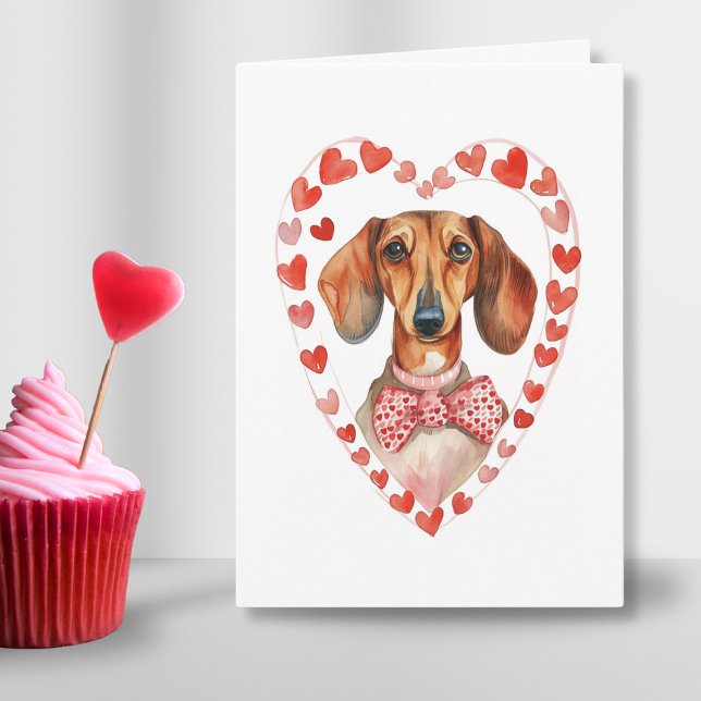 Anpassningsbar för färgen Sause Hund Valentines da Helgkort (sausage dog dachshund valentines day dog mom dog dad pink personalized text)