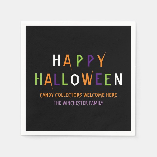 Anpassningsbar för färgfläcktypografi i happy hall pappersservett (Framsidan)