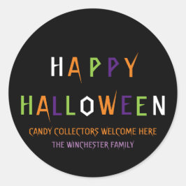 Anpassningsbar för färgfläcktypografi i happy hall runt klistermärke