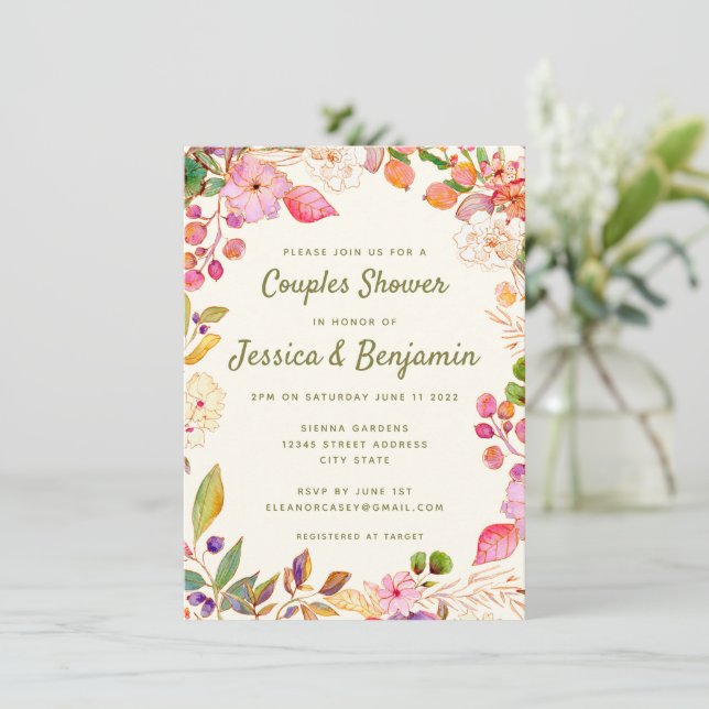 Anpassningsbar för färglöst vattenfärgad Blommigt  Inbjudningar (Stående Fram)