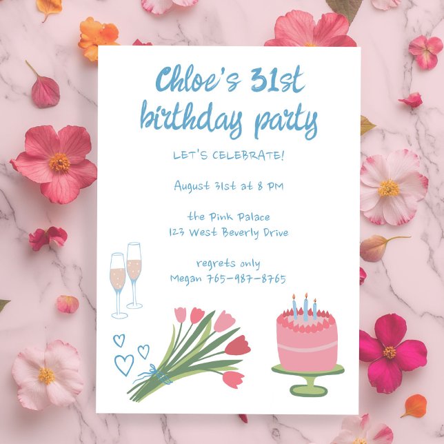Anpassningsbar för Flickaktigt av vismisk Födelsed Inbjudningar (Whimsical Birthday Party Girlie Cute Custom Invitation
)