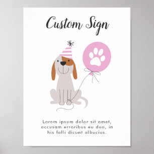 Anpassningsbar för Födelsedagsfest av rosa Hund me Poster