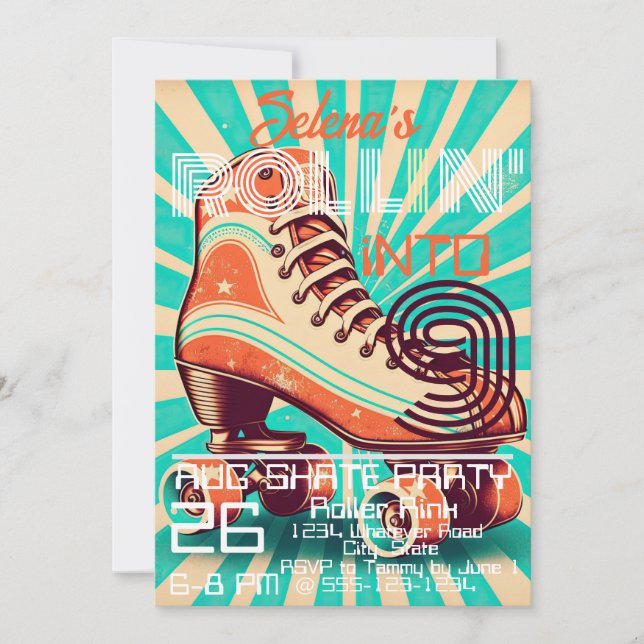 Anpassningsbar för Födelsedagsfest av rullskate Inbjudningar (Framsida)