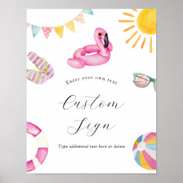 Anpassningsbar för födelsedagstext i bassäng Party Poster