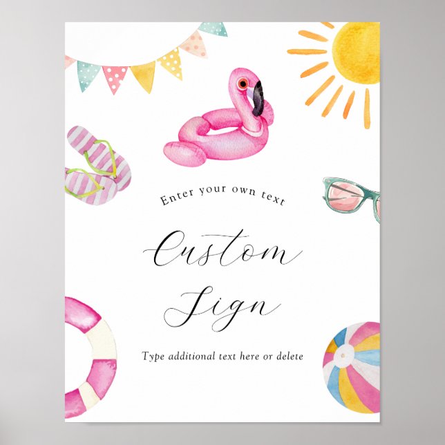 Anpassningsbar för födelsedagstext i bassäng Party Poster (Framsidan)