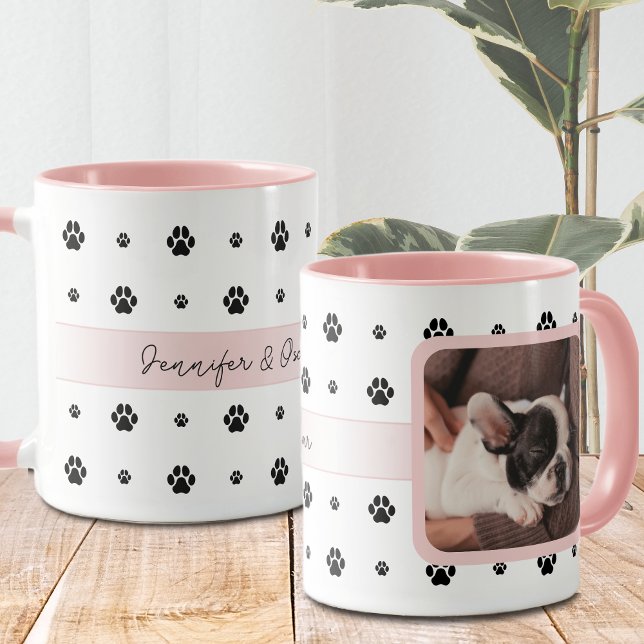 Anpassningsbar för foto och text för  Rosa i hund  Mugg (Skapare uppladdad)