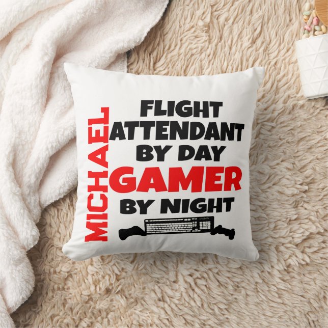 Anpassningsbar för Gamer Flight Attendant Kudde (Filt)