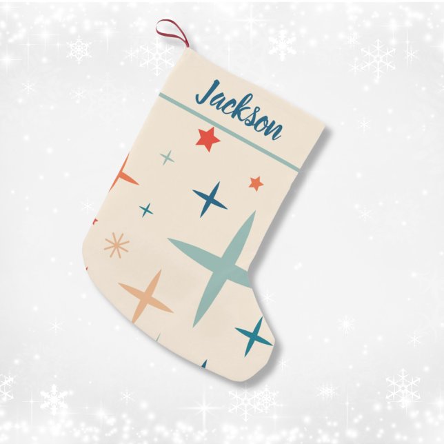 Anpassningsbar för Gnistra av Retro-jul Liten Julstrumpa (Retro Christmas Sparkle Custom Small Christmas Stocking
)