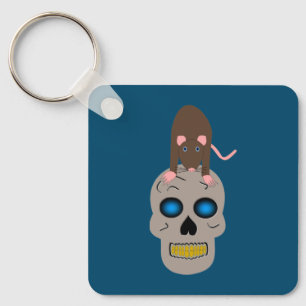 Anpassningsbar för Gothic Skull och Råtta Hallowee Nyckelring