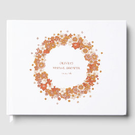 Anpassningsbar för Groovy Boho Orange Blommigt Möh Gästböcker