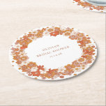 Anpassningsbar för Groovy Boho Orange Blommigt Möh Underlägg Papper Rund<br><div class="desc">Groovy Boho Orange Blommigt Ram Möhippa Anpassningsbar Round Papper Underlägg</div>