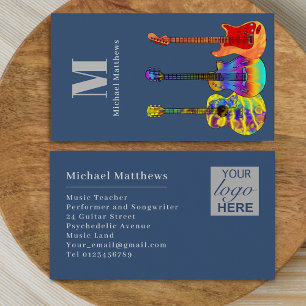 Anpassningsbar för Guitar Music Teacher Logotyp Te Visitkort