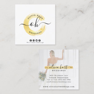 Anpassningsbar för Guld-minimalistisk Logotyp - fo Fyrkantigt Visitkort