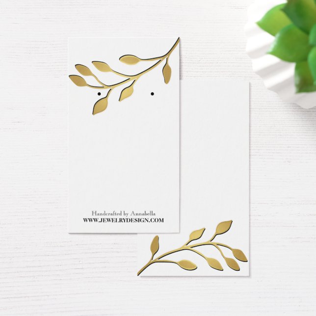 Anpassningsbar för guldfoil Löv Earring Jewelry Vi Visitkort (Skivbord)