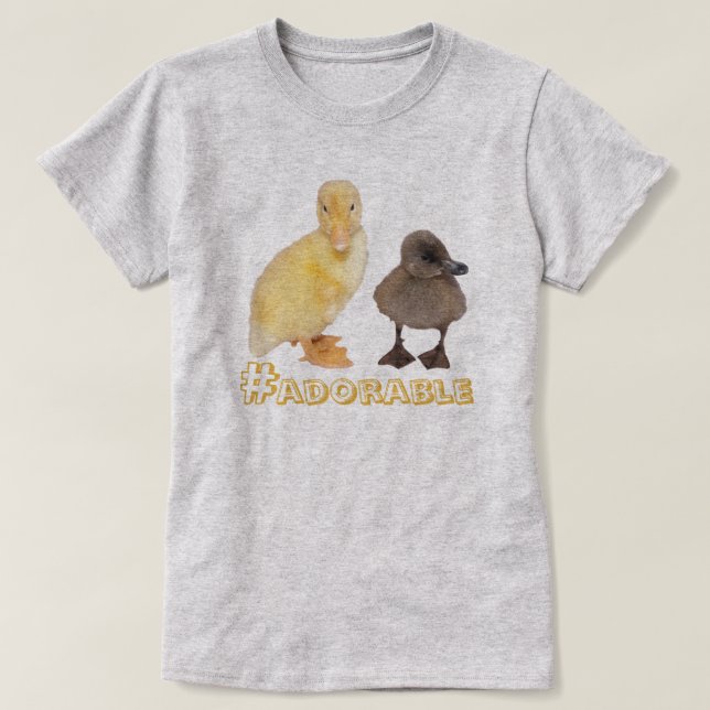 Anpassningsbar för Gult och Grått Ducklings-foto Tee (Design framsida)
