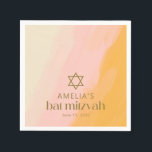 Anpassningsbar för Gult-Rosa - Bat mitzvah -stjärn Pappersservett<br><div class="desc">Modern Boho Watercolor Rosa Gult Bat mitzvah blöjor med judiska stjärnor</div>