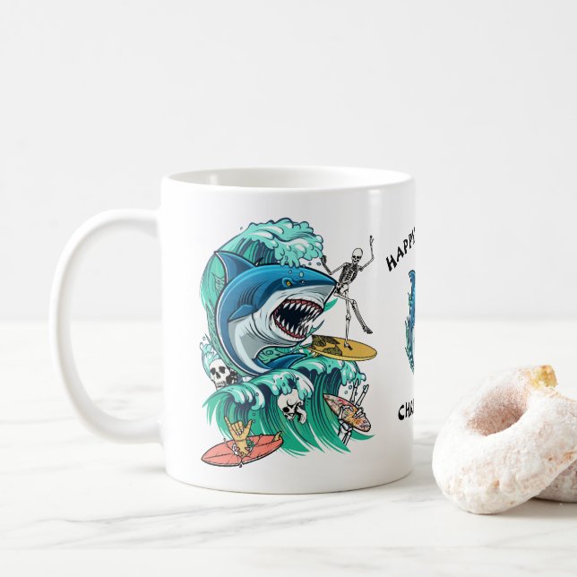 Anpassningsbar för hajvåg kaffemugg (Med munk)
