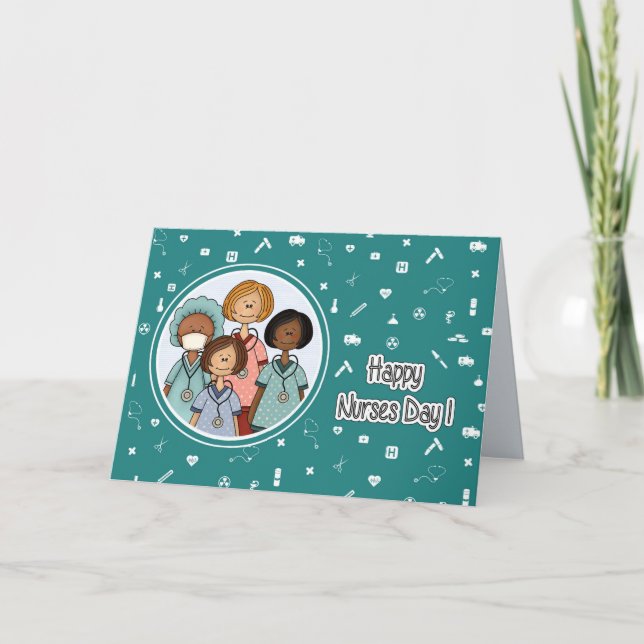 Anpassningsbar för hälsning av sjuksköterskekort i tack kort (Framsida)