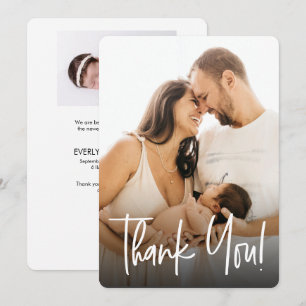 Anpassningsbar för handskrift av Flicka Birth Tack Kort