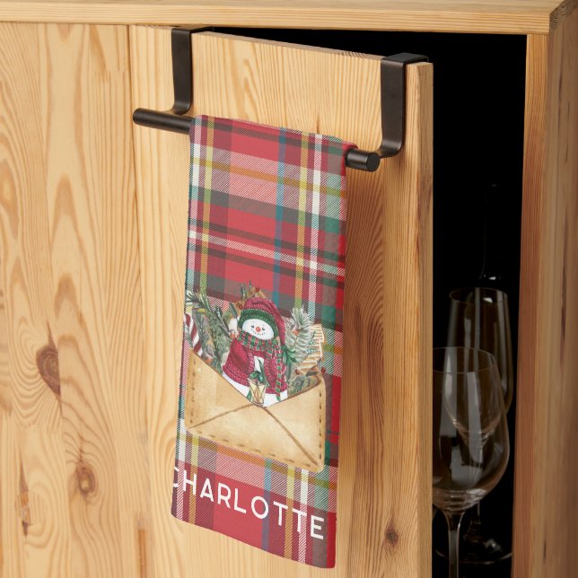 Anpassningsbar för Helgdagar för Rustik skript i   Kökshandduk (Thirds Fold)