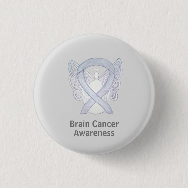 Anpassningsbar för hjärncancer Grått Awareness Rib Knapp (Framsida)