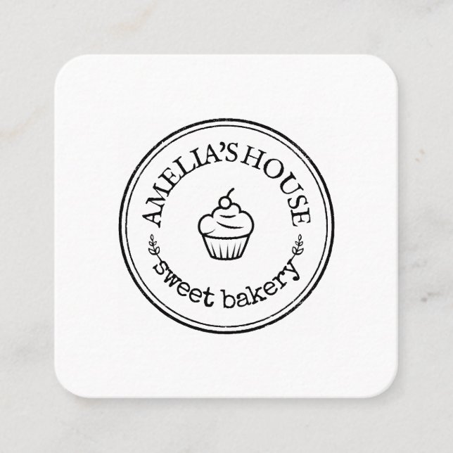 Anpassningsbar för homemade rustik logotyp enkel fyrkantigt visitkort (Framsida)