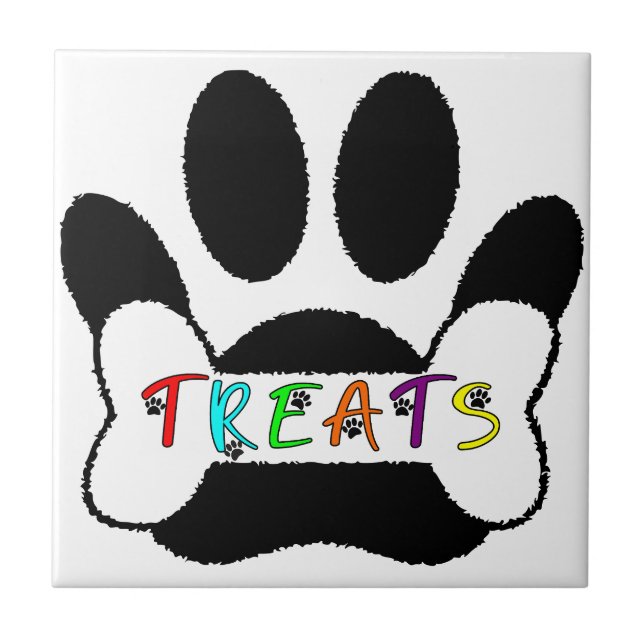 Anpassningsbar för hund Pawprint Bone Treats Enski Kakelplatta (Framsidan)