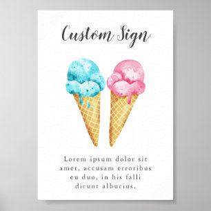 Anpassningsbar för Ice Cream Gender Reveal Party Poster