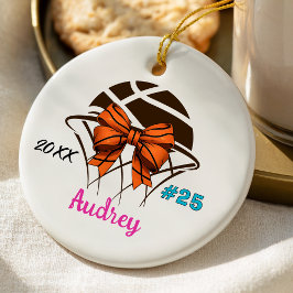 anpassningsbar för idrottsflicka i basketspelare i julgransprydnad keramik