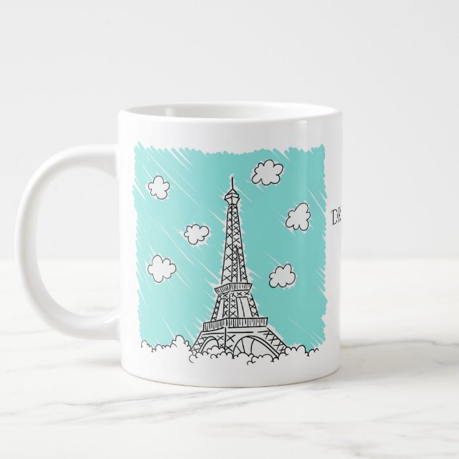 Anpassningsbar för Illustration- från Eiffel Torn  Jumbo Mugg (Vänster)