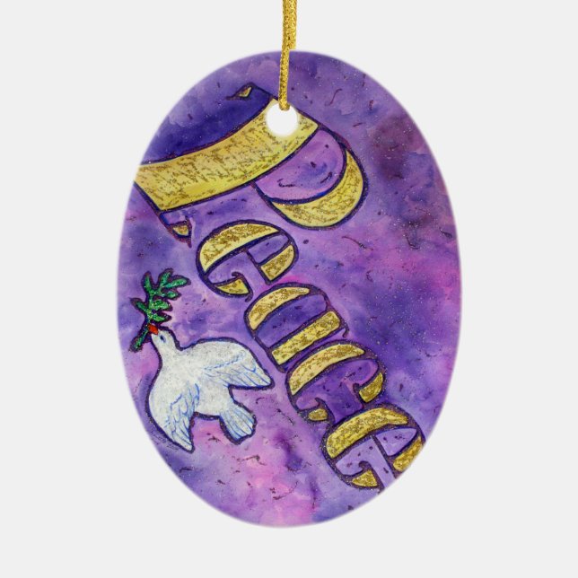 Anpassningsbar för inspirationell fred i Ord Art- Julgransprydnad Keramik (Framsidan)