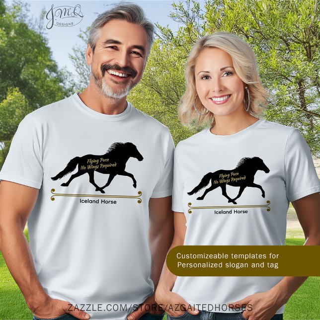 Anpassningsbar för isländsk hästkappsid, siluett,  t shirt (Custom Icelandic Horse flying pace silhouette t-shirt 🐎✨)