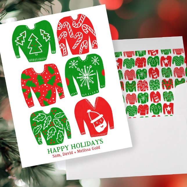Anpassningsbar för jättebra julsötare julkort (Ugly Christmas Sweaters CUSTOM Holiday Card
)