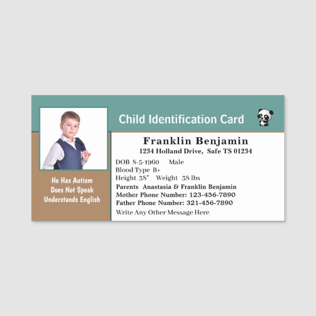 Anpassningsbar för jokerstunga med foto-ID-kort Namnbricka (Framsida)